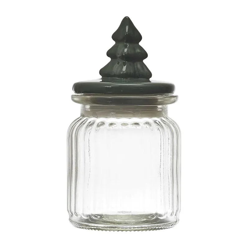 2 Bocaux Verre couvercle Sapin Noël Aléat. - 7,8x14x7,8cm-2