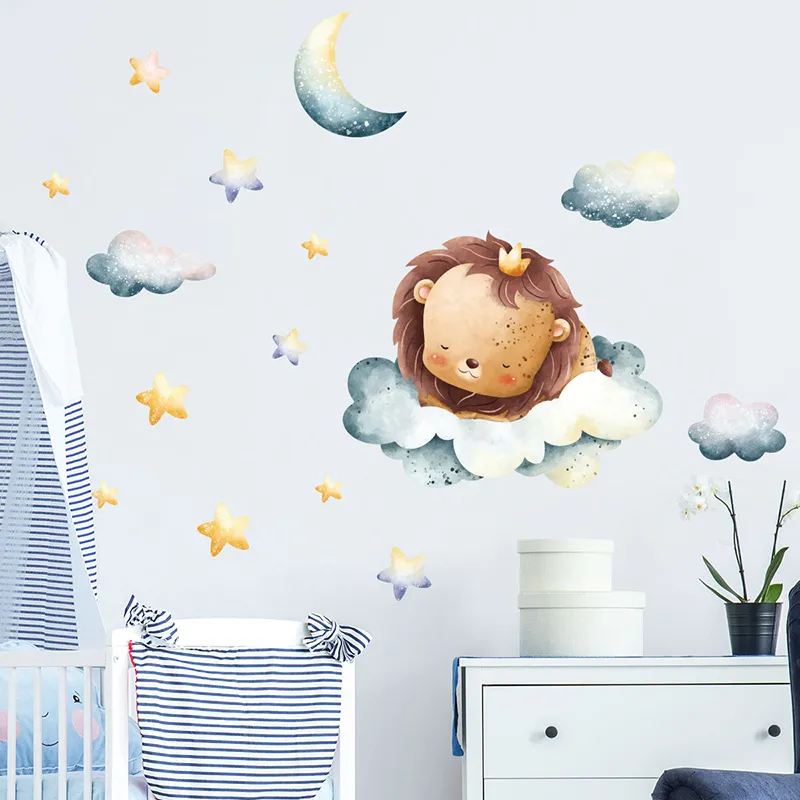 Stickers - Animaux roi lion dans les nuages-0