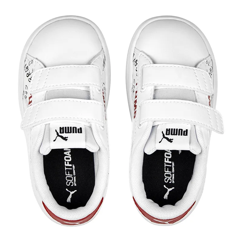 Baskets Bébé Smash Puma - Blanc/Rouge-4