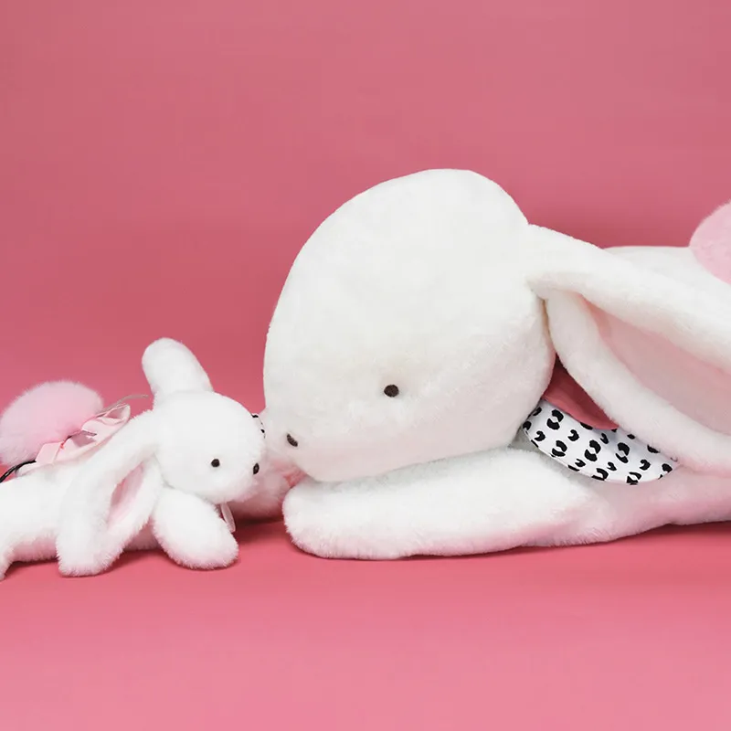 Peluche Lapin Happy Blush Blanc - 80cm-1