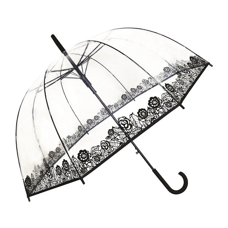 Parapluie cloche auto. Smartbulle - Transparent/Fleurs-0