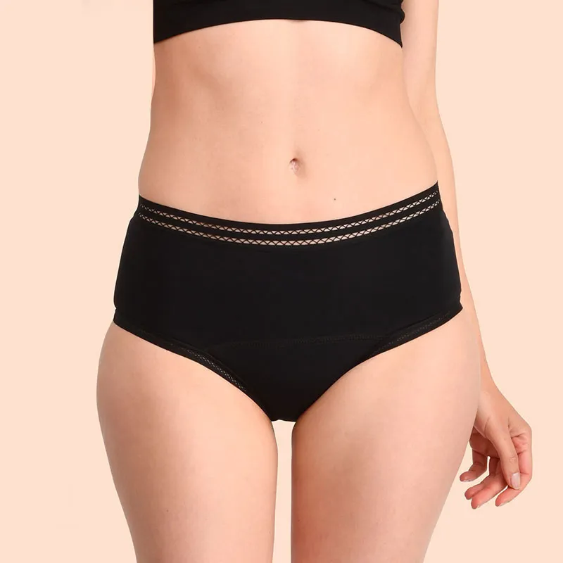 Boxer menstru. Basic + Culotte menstru. taille haute - Noir-2