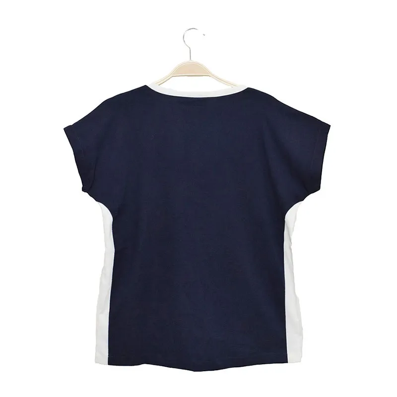 T-shirt fluide MC col rond fantaisie femme Cascale - Marine-1