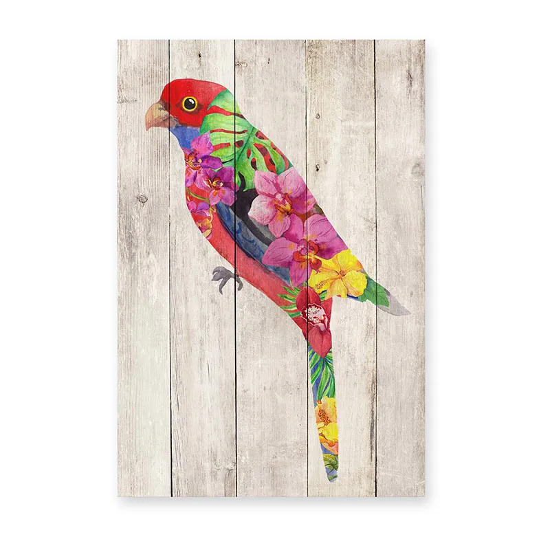 Panneau déco Perroquet Fleuri - 60x40cm-1