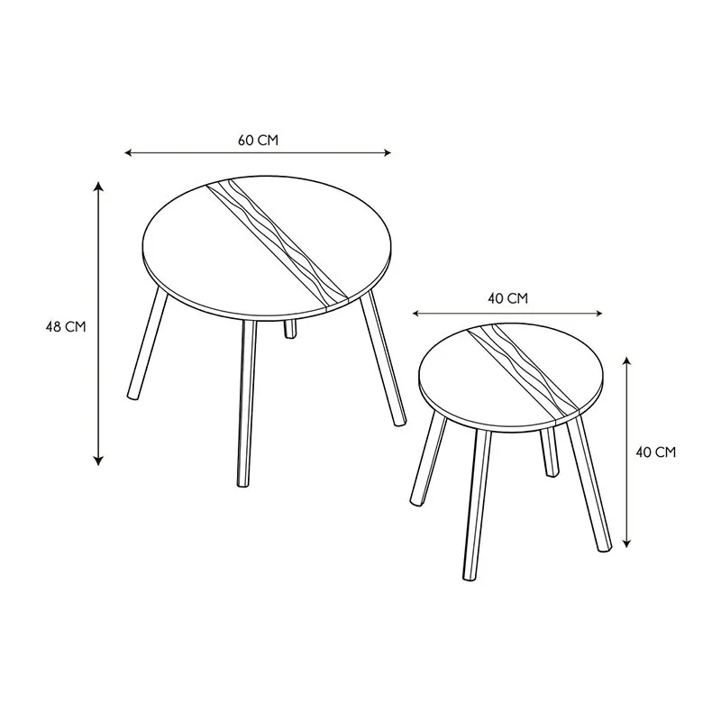 2 Tables gigognes Blanc/Marron - 40/48cm-7
