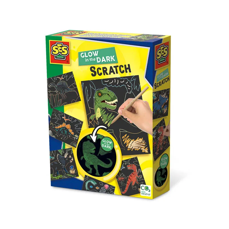 Cartes à gratter phospho Dinosaures 7pcs - 36m+-0