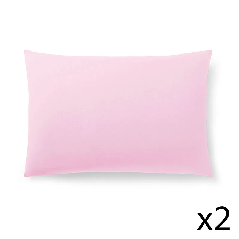 2 Taies d'oreiller Coton Rose - 50x70cm-0