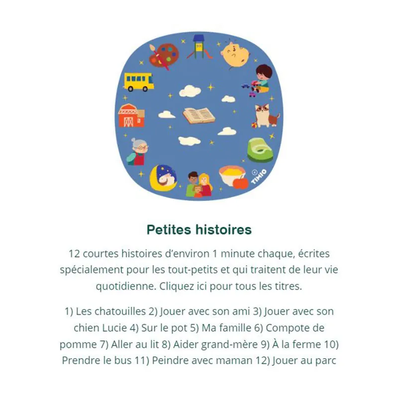 Lecteur éducatif audio Timio à piles + 5 disques - 24m+-8