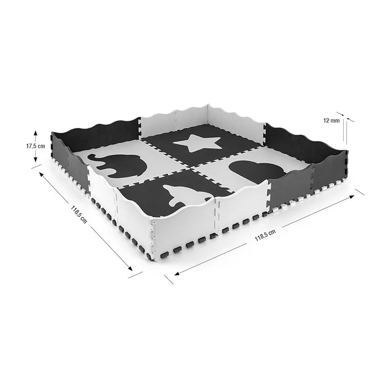 Tapis puzzle mousse Jolly 24pcs Animaux Gris - 10m+-9