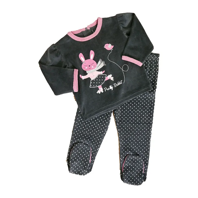 Pyjama ML velours Skate Friends - Anthracite/Rose-1