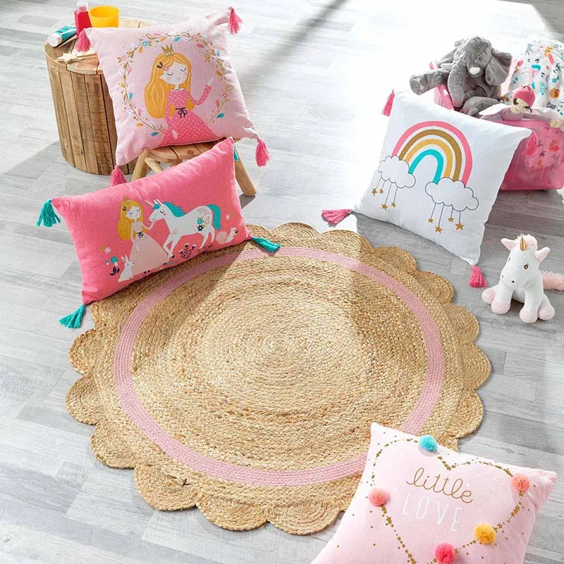 Tapis rond Jute/Polycoton Rosaly Uni - 90cm-1