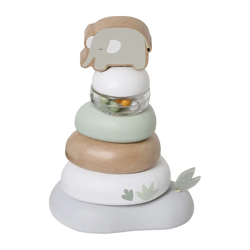 Pyramide à empiler en bois - Rose clair - 12m+-1