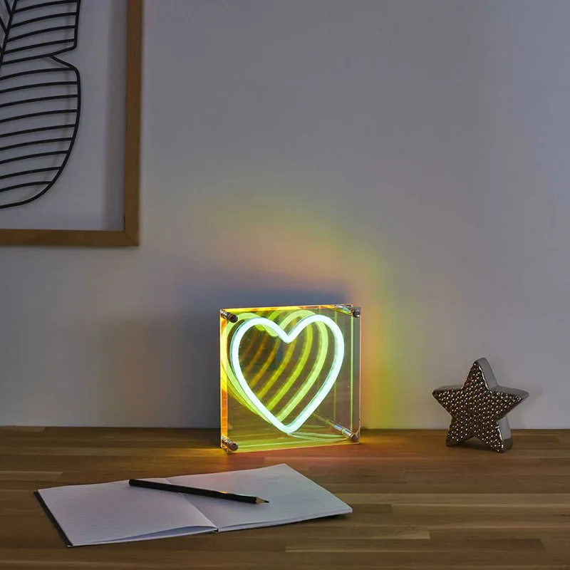 Lampe acrylique LED effet Néon Cœur - 18x18x3cm-1