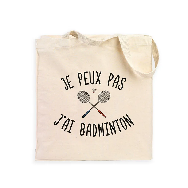 Tote bag Je peux pas j'ai badminton - Naturel-0