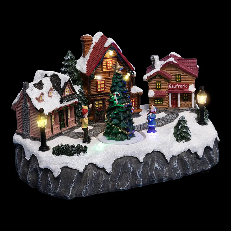 Village Lumineux place du village à mouvement 7 LED - 21,5x12x13,5cm-0