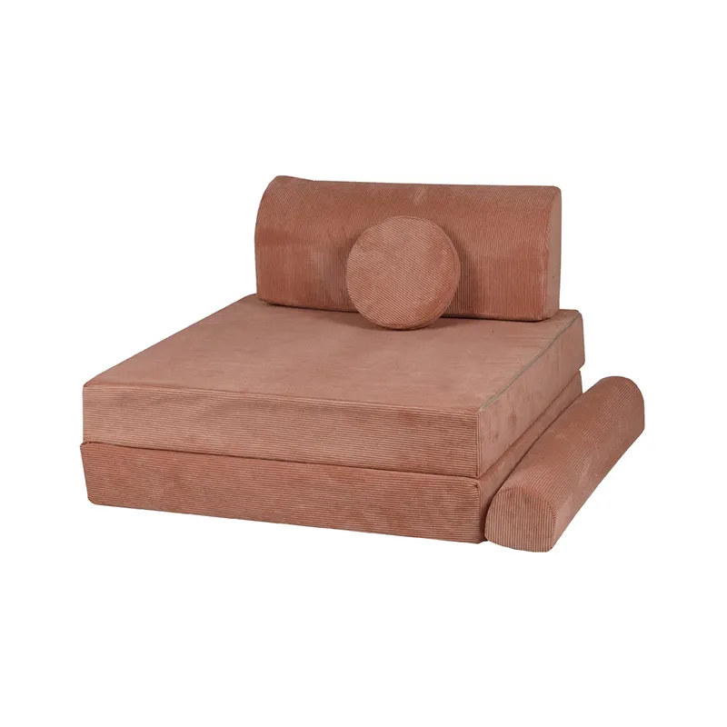 Canapé enfant Premium en velours Brique - 160x80x24cm-6