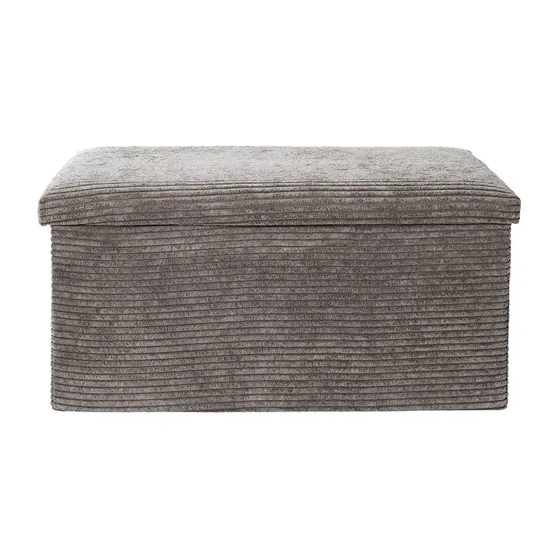 Coffre Banc Pliable Cotelé Scott Taupe - 76x8x38cm-3