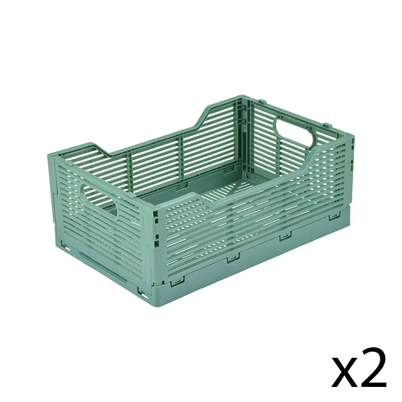 2 Cagettes Pliables & empilables M Sauge - 30x20x11,5cm-0