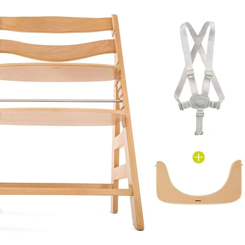 Chaise haute Alpha+ Naturel + Transat Bouncer Alpha 2en 1 Gris - 0m+-4