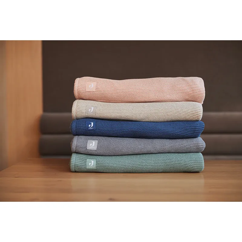 Couverture Basic Knit Rose pâle & Polaire - 100x150cm-7