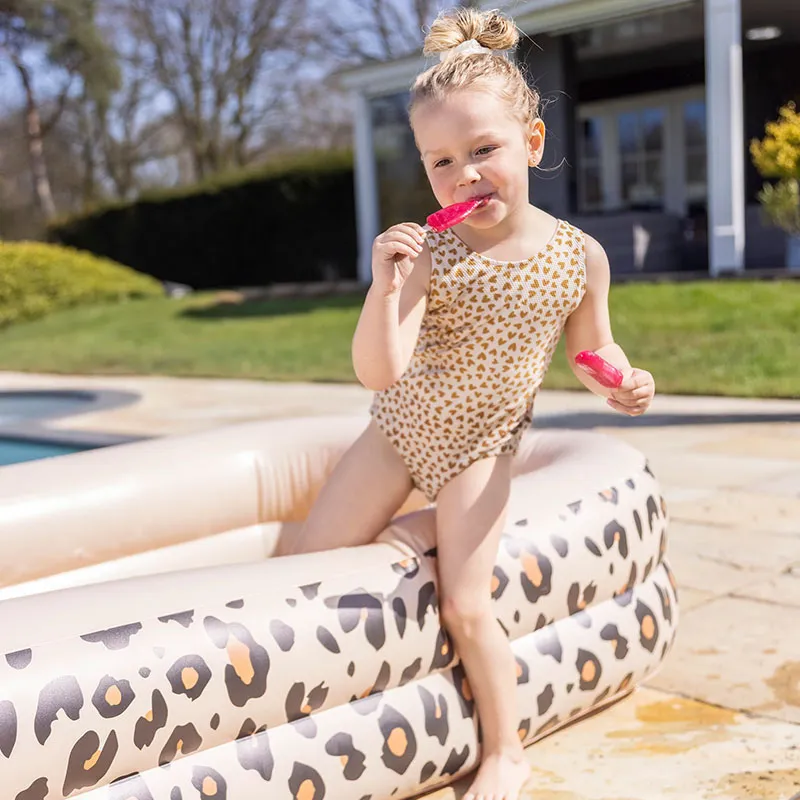 Piscine gonflable rectangle Léopard Beige 211cm - 3+-1