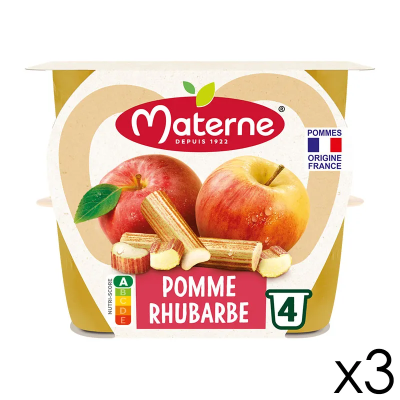 12 Compotes Coupelles Pomme Rhubarbe - 12x100g-0