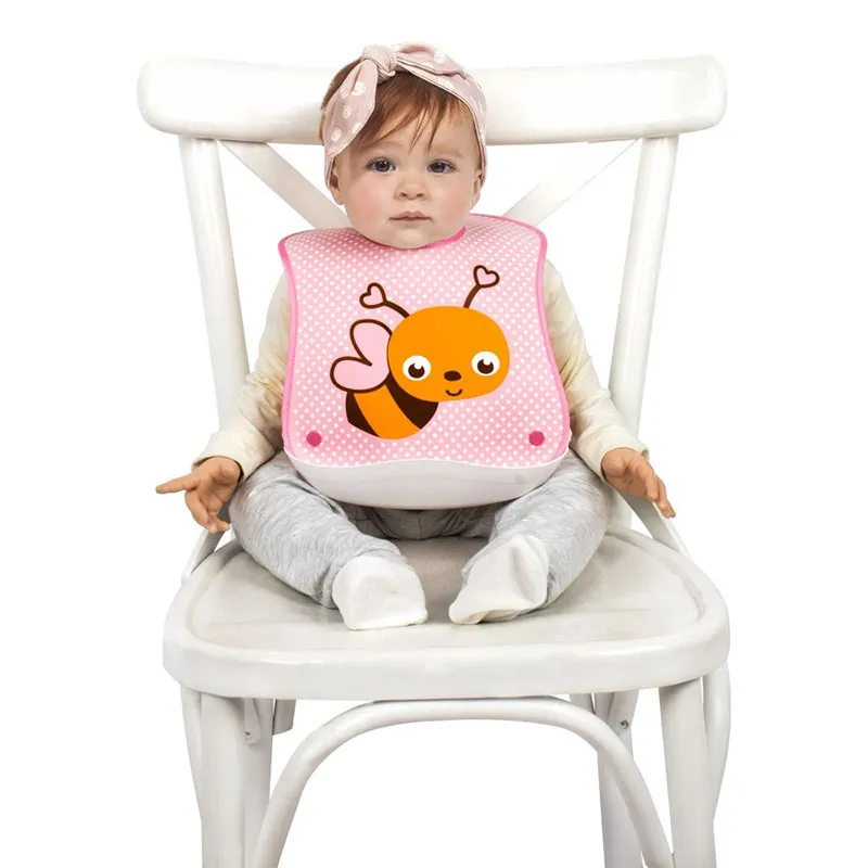 Bavoir avec récupérateur Abeille Rose/Orange - 8m+-1