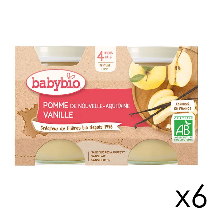 12x130g Pots Fruits Pomme & Vanille BIO - 4m+-0