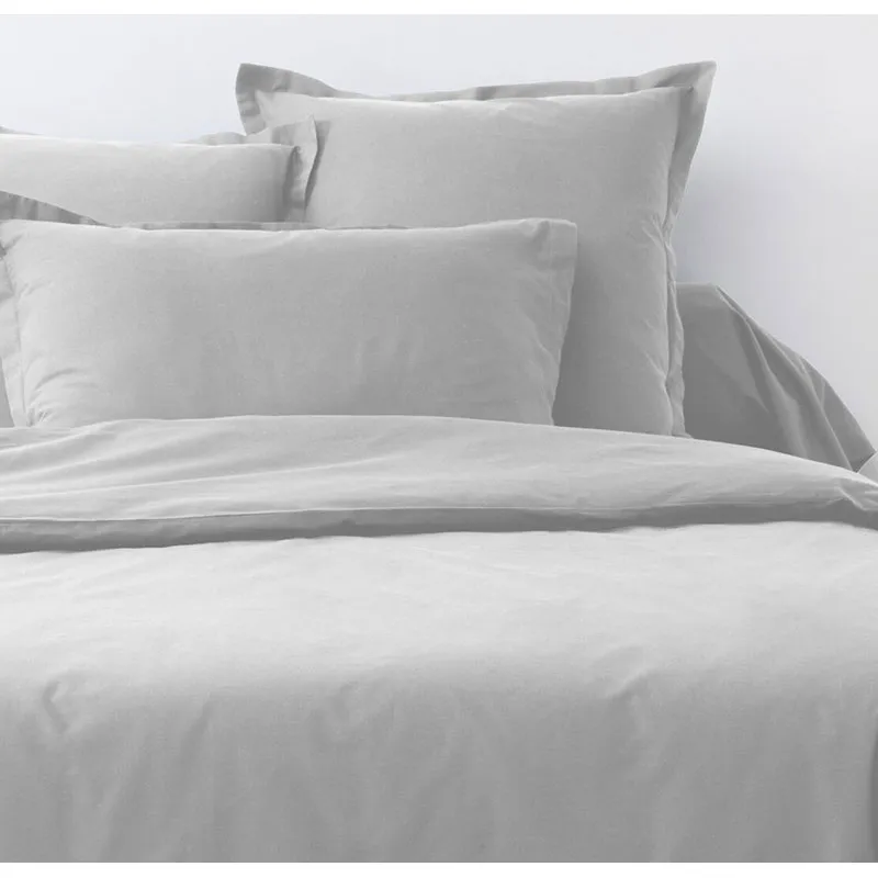 Parure de drap 3pcs Coton Gris clair-1