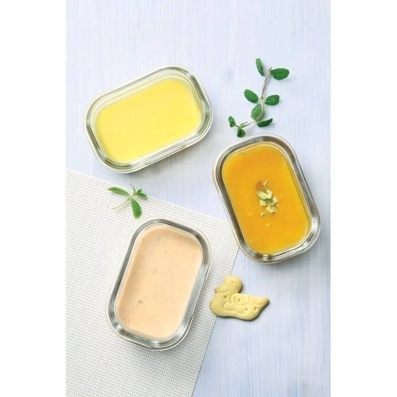3 Récipients Bébé verre spé micro-ondes Jaune - 150ml-1