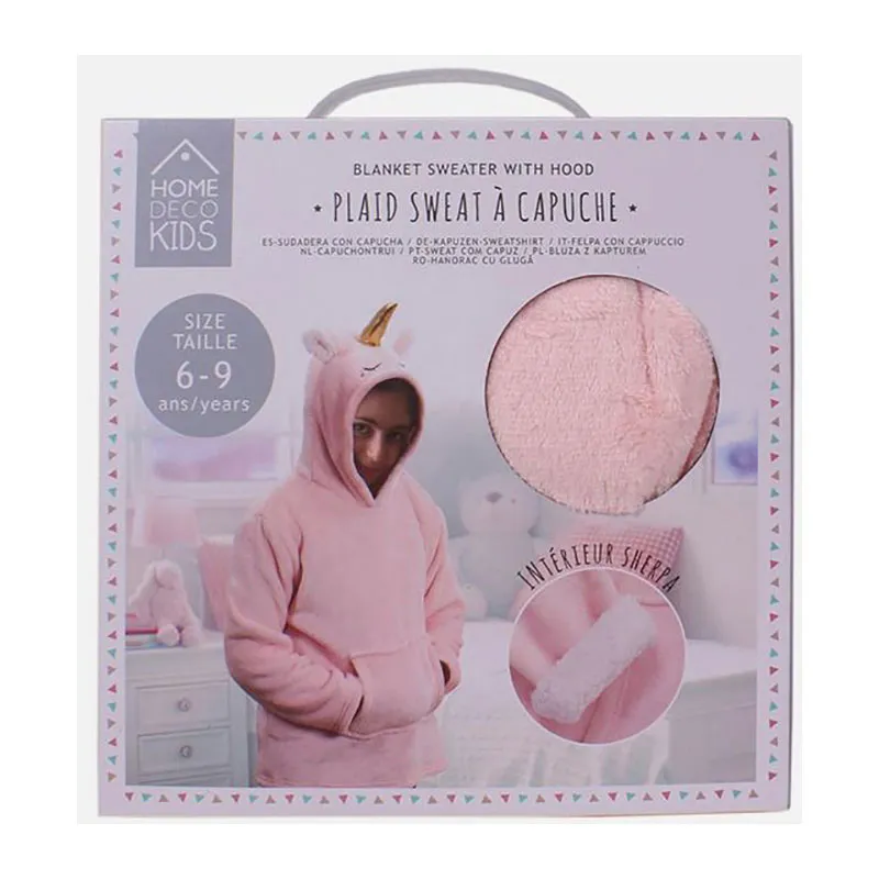 Sweat à capuche enfant Licorne Rose - 6-9ans-2