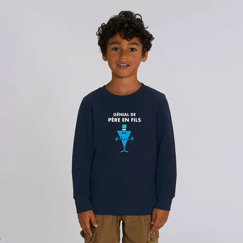 Sweat Garçon Genial de père en fils - Navy-0