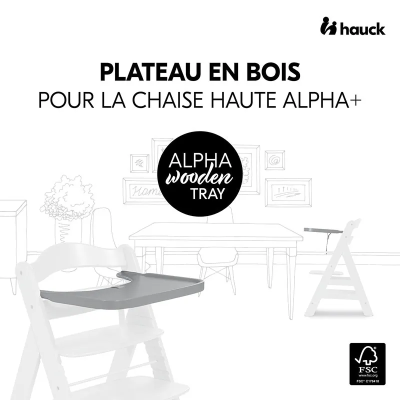 Tablette en bois pour Chaise haute - Gris-1