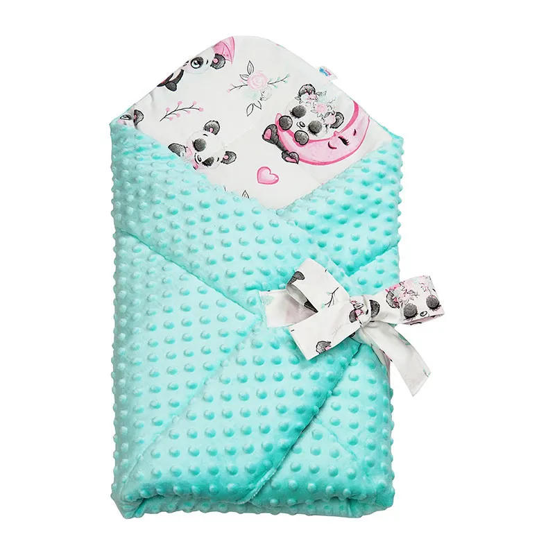Nid d'ange Minky Pandas Menthe - 75x75cm-0