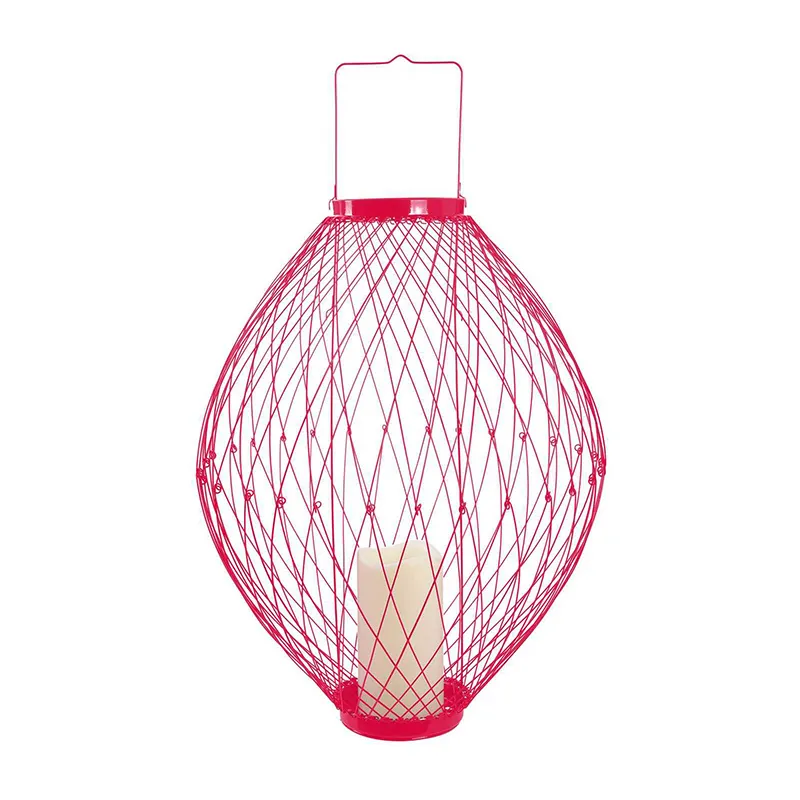 Photophore Led retractable Rouge - ø12x57cm-4