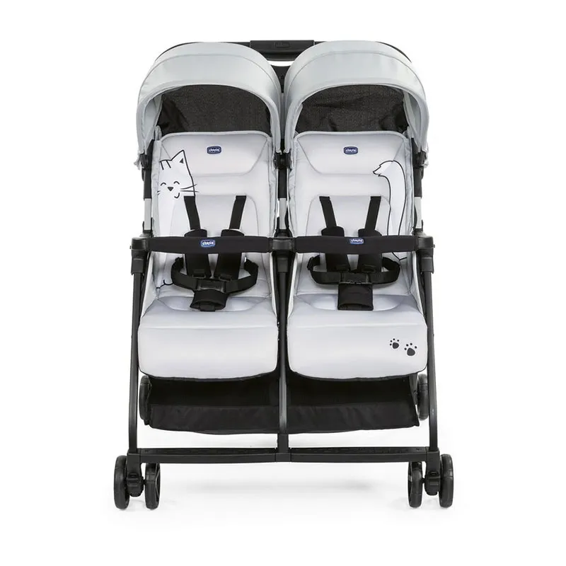 Poussette double Ohlala Twin Silver Cat - 0m+-2