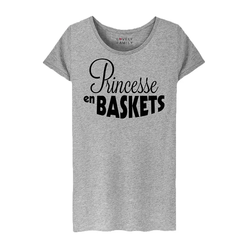 T-shirt Femme BIO Princesse en baskets - Gris chiné-0