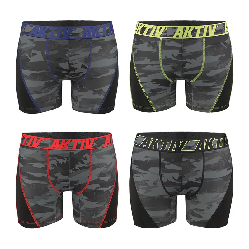 4 Boxers Homme Aktiv Fluo - Noir-1