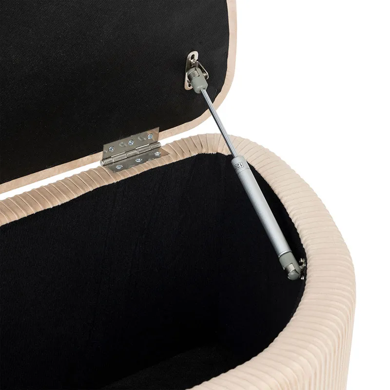 Banc Coffre Solaro velours Beige - 100x40x53cm-2