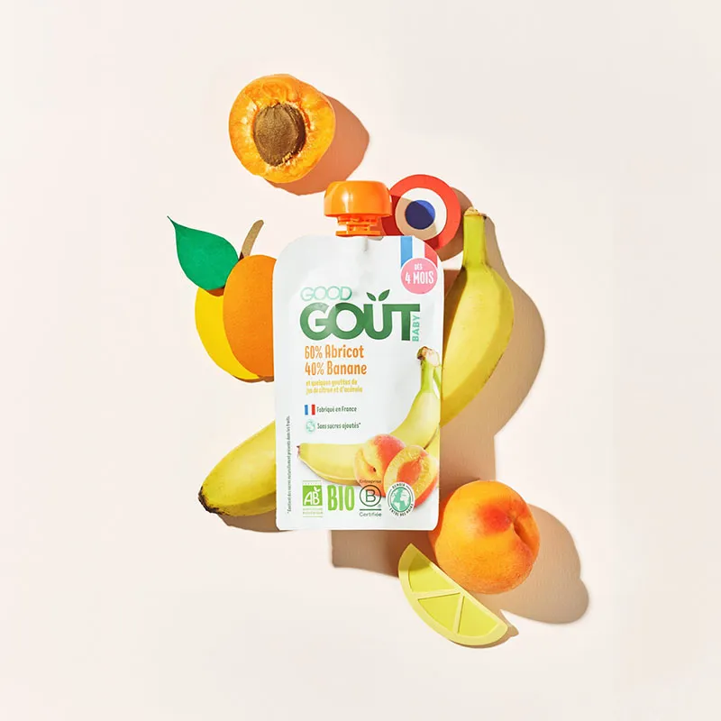 10x120g Gourdes Banane Abricot BIO - 4m+-1