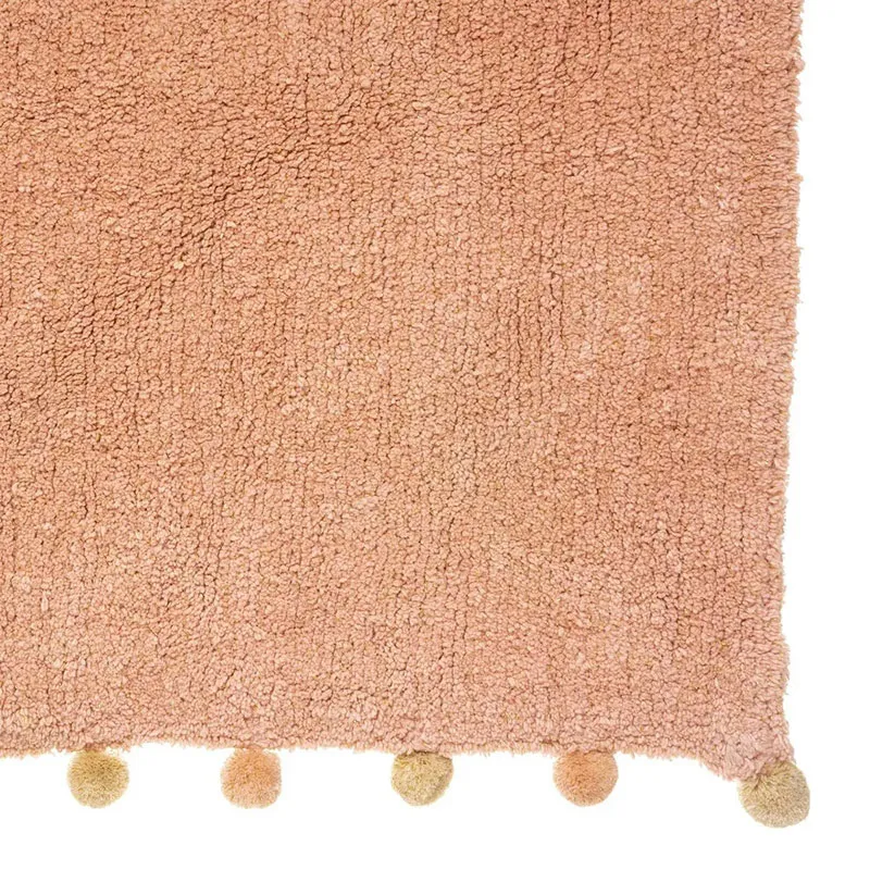 Tapis pompons Rose - 100x150cm-1