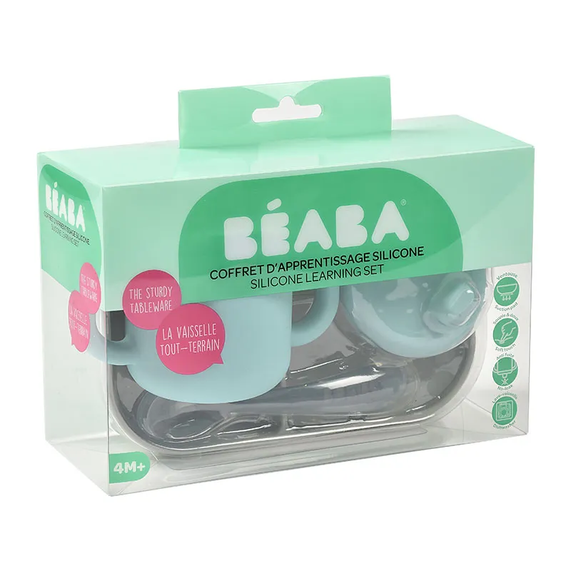 Coffret repas 3pcs Silicone Bleu - 6m+-2