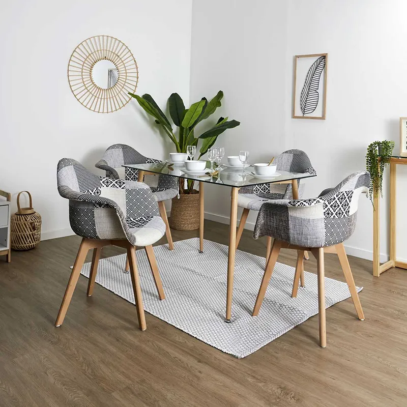 2 Fauteuil patchwork Gris - 59x85x63cm-0