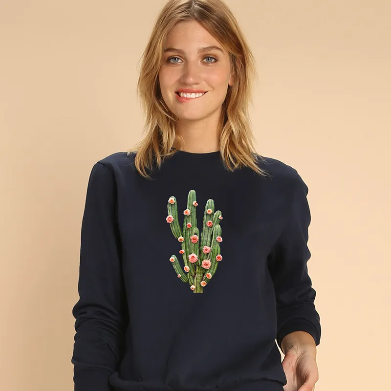 Sweat Femme Cactus and roses - Navy-0