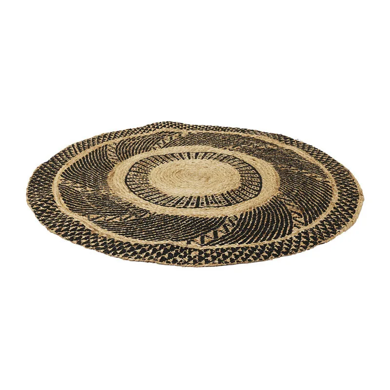 Tapis rond Jute Coton Noir Beige - ø90cm-2