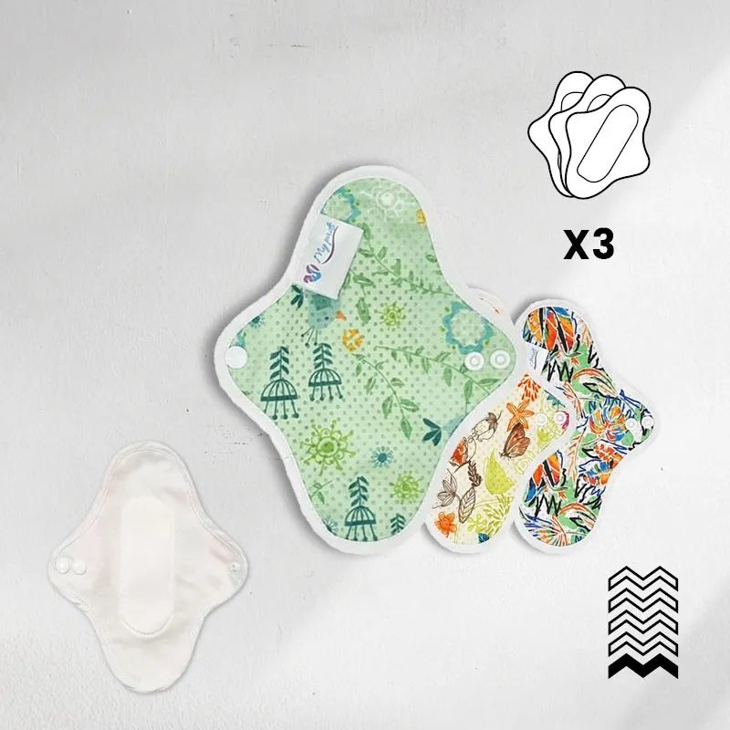 3 Protège slip lavables Flux très léger XS - Col. Printanier-1
