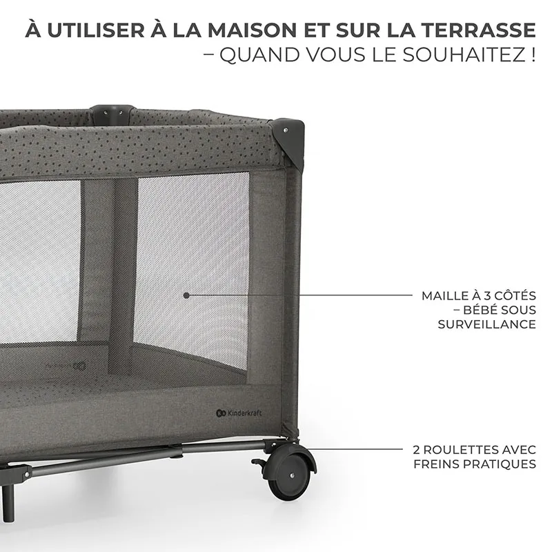 Lit parapluie 2en1 JOY 2 Gris foncé - 0m+-5