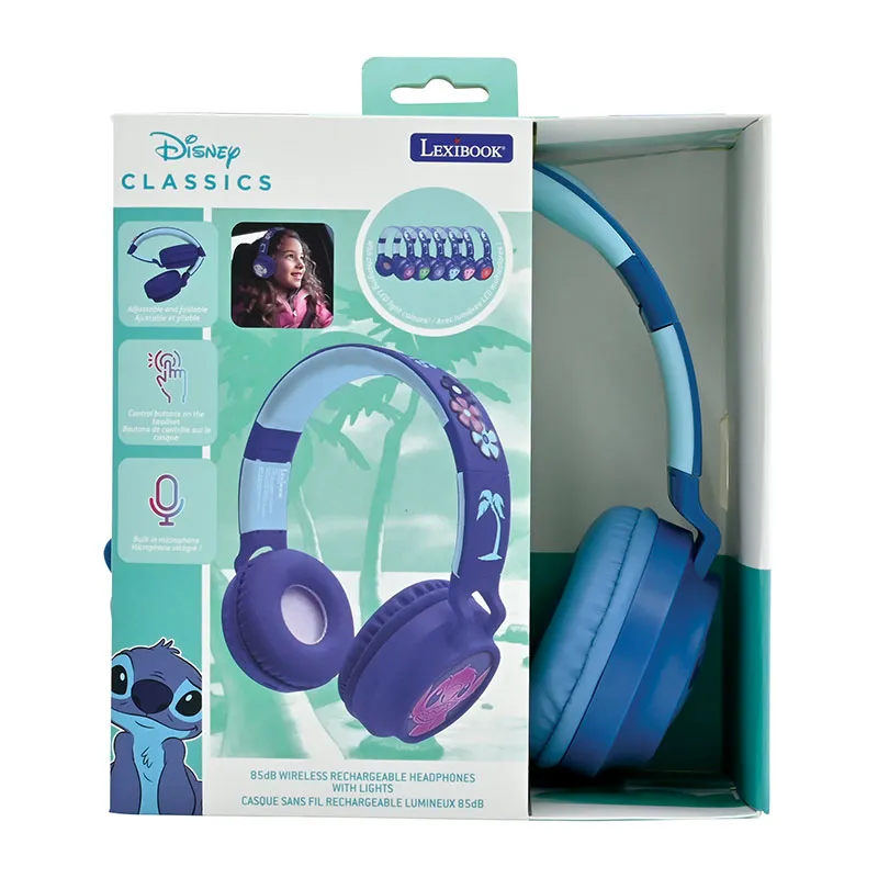Casque Bluetooth avec effets lumineux Stitch - 4+-3