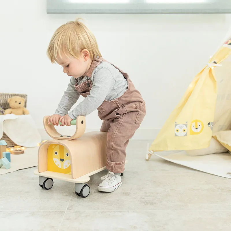 Porteur Lion Bois/jaune - 12m+-3