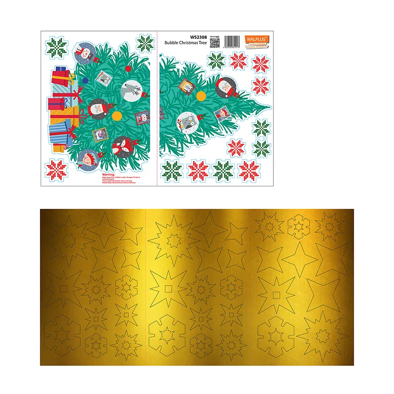 Stickers - Sapin & Flocons de neige dorés-4